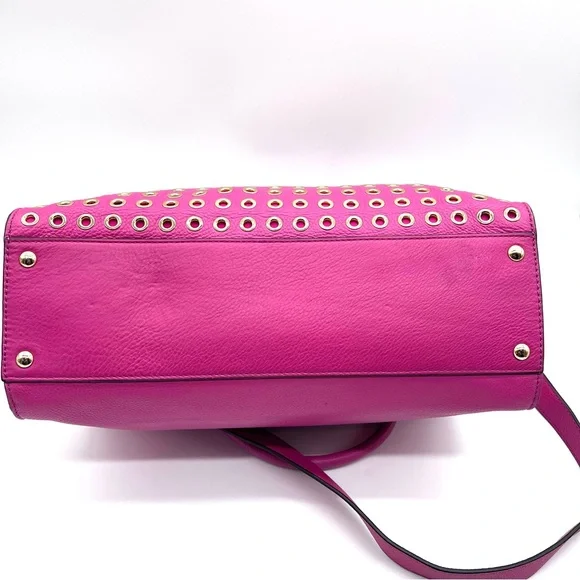 Michael Kors Hamilton Grommet Satchel Hot Pink Leather w/ Dust Bag - Picture 5 of 16